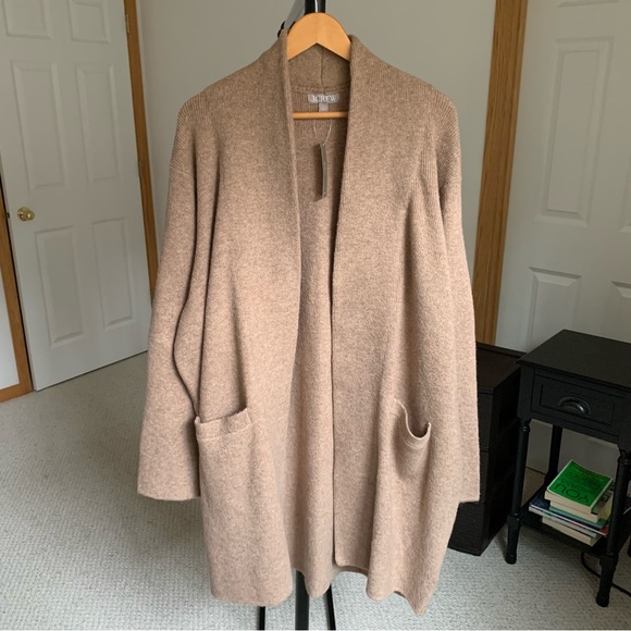J. Crew Cocoon Sweater Blazer Long Duster NWT Tan Wool XL - Picture 1 of 10